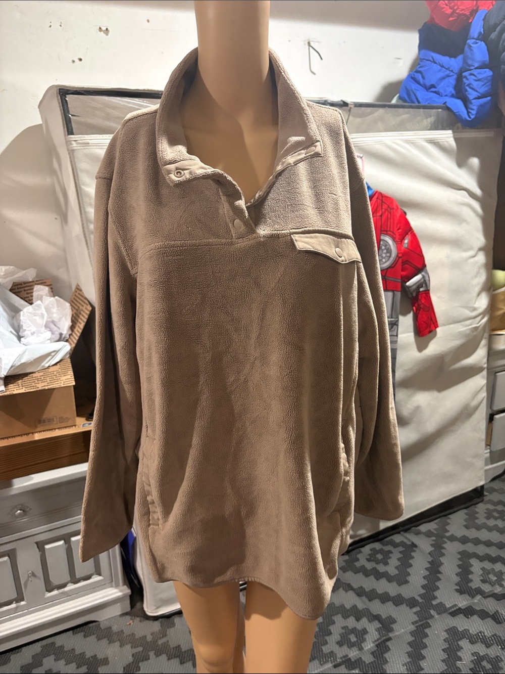 Source Unknown Taupe Snap-Front Fleece Pullover